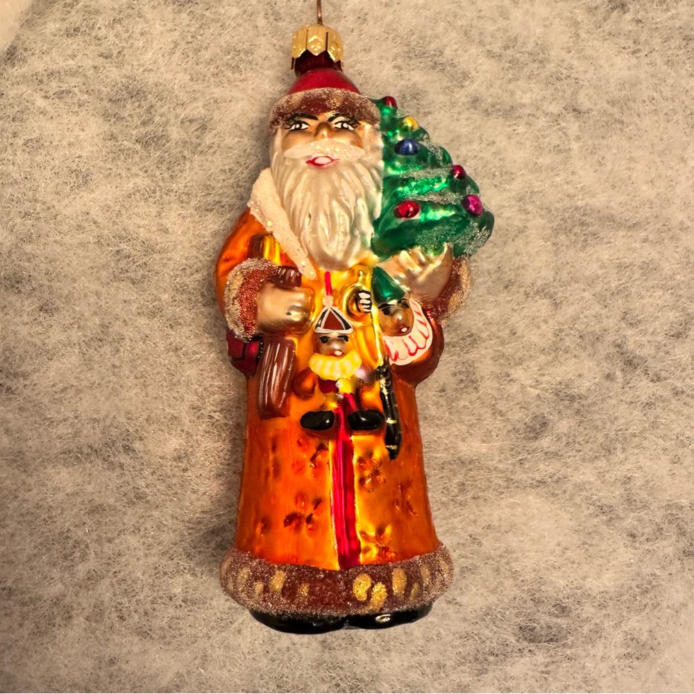 Christopher Radko Gold Balmoral Santa Christmas Ornament Vintage Orange‎ Robe
